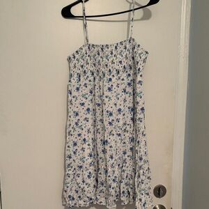 No Boundaries Floral Mini Dress - Blue and White